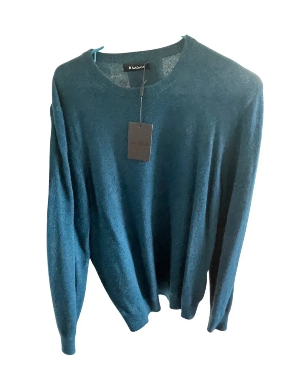 Naadam Mens Peacock Blue Cashmere Crewneck Sweater L New With Tags